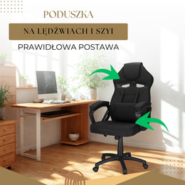 Fotel gamingowy, biurowy z regulacją wysokości, krzesło obrotowe dla gracza, czarny