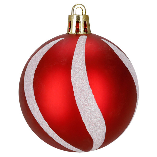 Bombki choinkowe 40 szt. ozdoby kule, lizaki, szyszki, laski cukrowe nietłukące, czerwone