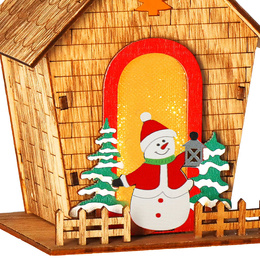 Zawieszka choinkowa domek świecąca ozdoba świąteczna drewniana na baterię