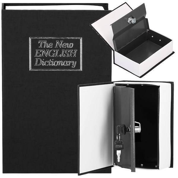 Kasetka na pieniądze 24x16x5,5 cm metalowy sejf książka grafitowa