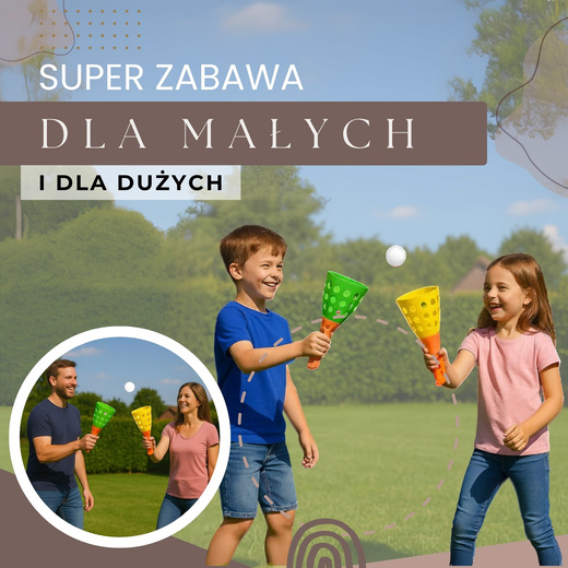Gra zręcznościowa łapacz piłeczek, catch ball - rzuć i złap piłkę, 2 rękawice z wyrzutnią, 3 piłeczki