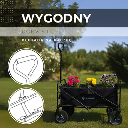 Wózek ogrodowy, turystyczny, plażowy składany 80 kg czarny