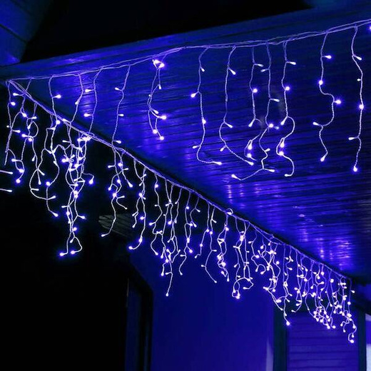 Kurtyna świetlna 500 led girlanda, lampki wewnętrzno-zewnętrzne sople niebieski