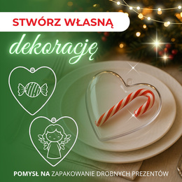 Bombki akrylowe 7cm serce plastikowe decoupage zestaw 8 szt.