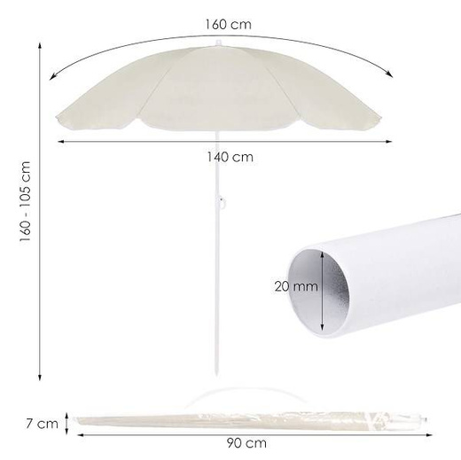 Parasol plażowy 160 cm parasol do ogrodu beżowy