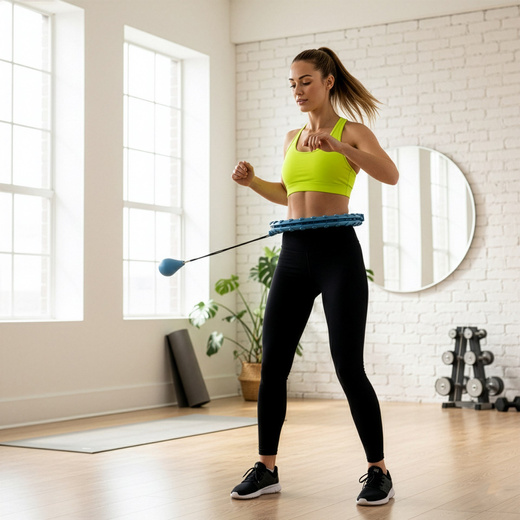 Hula hop z obciążeniem 24 elementy składane, z wypustkami do treningu cardio i fitness, niebieskie