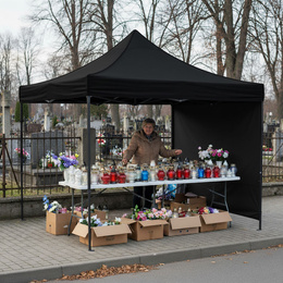 Namiot handlowy 3x3 m ogrodowy pawilon targowy ekspresowy na imprezy, catering czarny