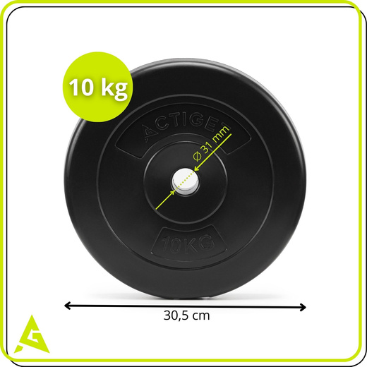 Obciążenie bitumiczne 10 kg talerz kompozytowy 31 mm krążek do sztangi hantli