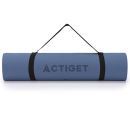 Mata do ćwiczeń 183x61 cm antypoślizgowa TPE do jogi, stretchingu z uchwytem niebieska