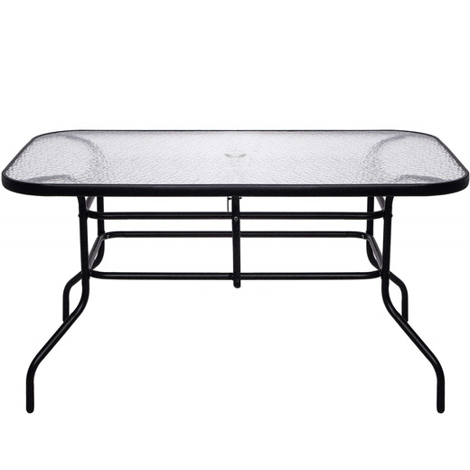 Meble ogrodowe na taras krzesła metalowe 6 szt. stół prostokątny 120 x 70 cm czarno-brązowy