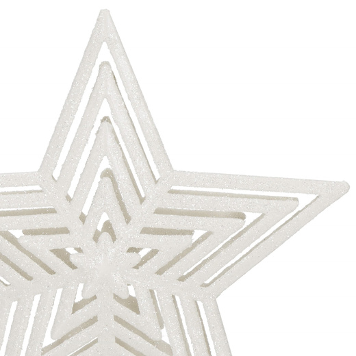 Czubek na choinkę 23 cm szpic, ażurowa gwiazda biała brokatowa