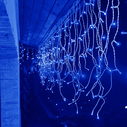 Kurtyna świetlna 1500 led girlanda, lampki wewnętrzno-zewnętrzne sople niebieski