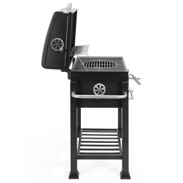 Grill węglowy, ogrodowy z pokrywą, termometr, ruszt emaliowany