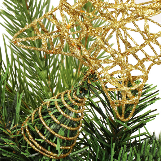 Zawieszka choinkowa złota gwiazdka na czubek choinki brokatowa