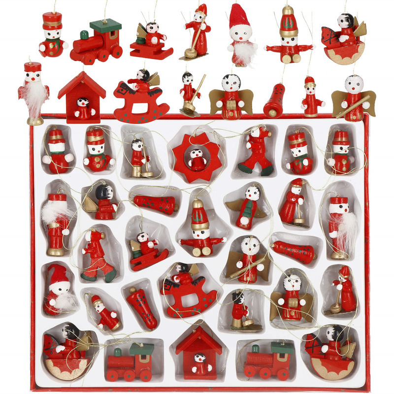 Zawieszki choinkowe 30 sztuk drewniane ozdoby świateczne