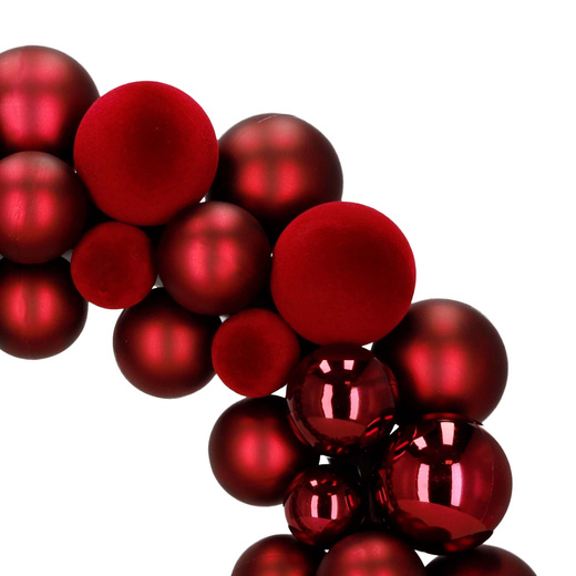 Wieniec świąteczny z bombek, wianek na drzwi 34 cm, stroik czerwony