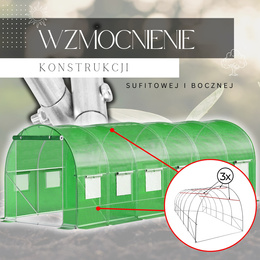 Szklarnia ogrodowa foliowa UV4 140g/m2 6x3x2 m zielona 