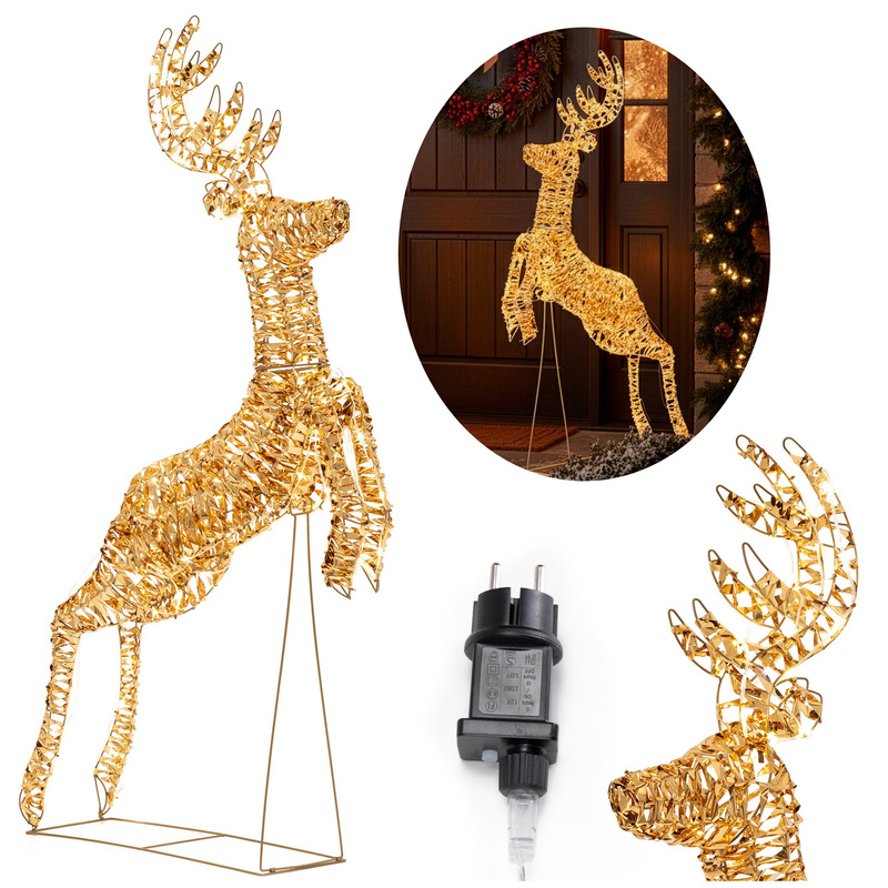 Renifer świąteczny 120 LED dekoracja świetlna 145 cm do ogrodu, ciepły biały