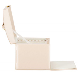 Szkatułka na biżuterię ekoskóra 17,5x12x13,5 cm jasny różowy organizer z przegródkami