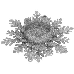 Świecznik świąteczny postawka na świeczkę brokatowa srebrna