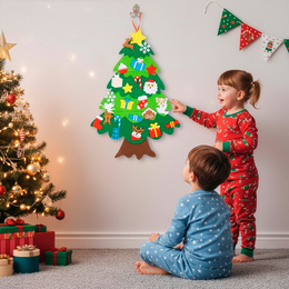 Ozdoba świąteczna, Choinka z filcu z zawieszkami 93 cm multikolor