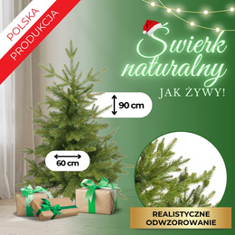 Choinka sztuczna premium 90 cm świerk naturalny, produkcja polska