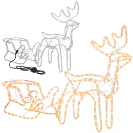 Renifer Led 120 cm świąteczny z saniami świetlna dekoracja do ogrodu biały ciepły + flash