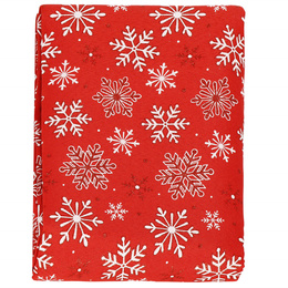 Bieżnik na stół 140 x 220 cm obrus świąteczny ze śnieżynkami czerwony