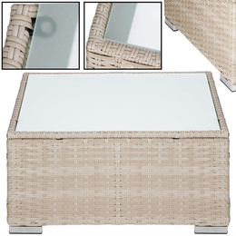 Meble ogrodowe zestaw modułowy technorattan stolik kawowy i 6 modułów beżowy