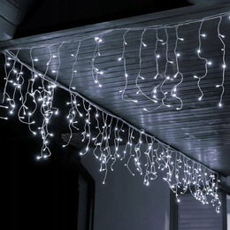 Kurtyna świetlna 300 led girlanda, lampki wewnętrzno-zewnętrzne sople zimny biały