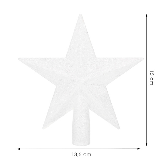Czubek na choinkę 15 cm szpic, gwiazda biała