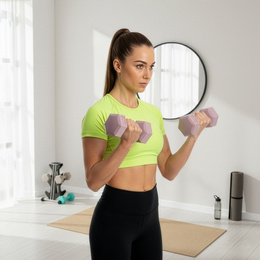 Ciężarki 2x2kg hexagonalne do ćwiczeń fitness hantle zestaw 2 szt. różowe