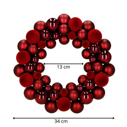 Wieniec świąteczny z bombek, wianek na drzwi 34 cm, stroik czerwony