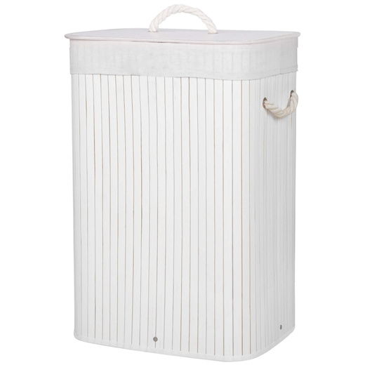 Pojemnik na pranie 72 L kosz z klapą bambus naturalny biały