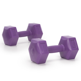 Ciężarki 2x2kg hexagonalne do ćwiczeń fitness hantle zestaw 2 szt. fioletowe