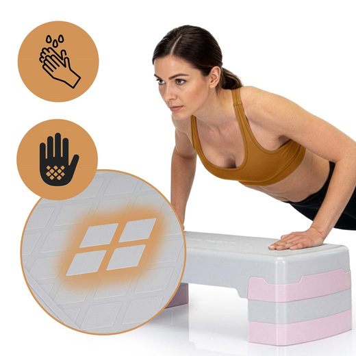 Step do ćwiczeń fitness 3-stopnie, schodek treningowy do aerobiku