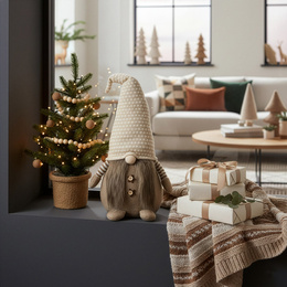 Skrzat 50 cm figurka dekoracyjna do świątecznego wystroju wnętrz, gnom, krasnal stojący