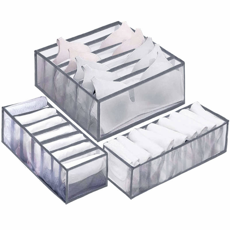 Pojemnik do szuflady na bieliznę, organizer z przegródkami szary