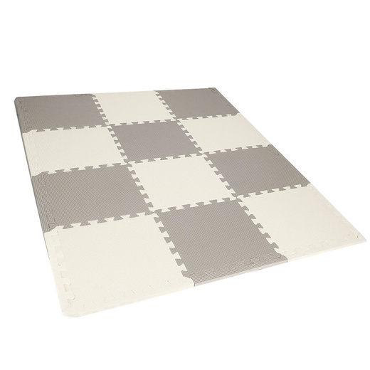 Mata piankowa kwadraty 118x90 cm szare, białe, czarne puzzle dla dzieci, do ćwiczeń