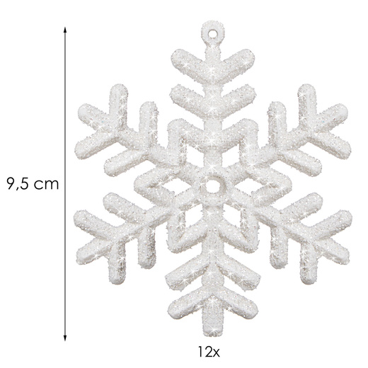 Zawieszki choinkowe białe śnieżynki na choinkę 8,5 cm 12 szt.