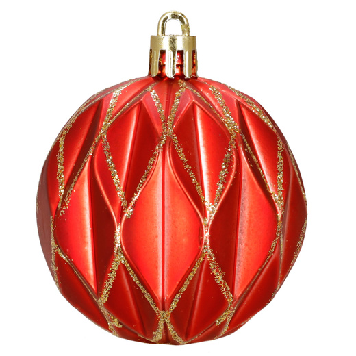 Bombki choinkowe 7 cm 6 szt.  zestaw ozdoby świąteczne zdobione złoto-czerwone