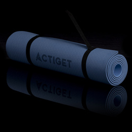 Mata do ćwiczeń 183x61 cm antypoślizgowa TPE do jogi, stretchingu z uchwytem niebieska