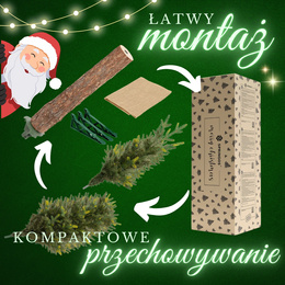 Choinka sztuczna na pniu 220 cm świerk naturalny ze stojakiem nowoczesny