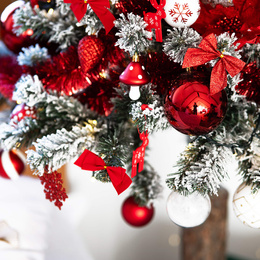 Kokardki świąteczne na choinkę 6 szt. brokatowe zawieszki choinkowe czerwone