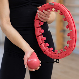 Hula hop z obciążeniem 24 elementy składane, z wypustkami do treningu cardio i fitness, czerwone