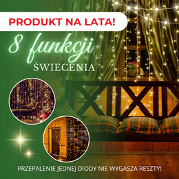 Kurtyna świetlna 200 led girlanda, lampki sople biały ciepły