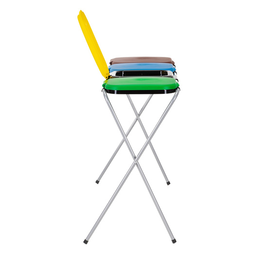 Stojak na worki na śmieci 4 komory kosz do segregacji odpadów, stelaż z pokrywami