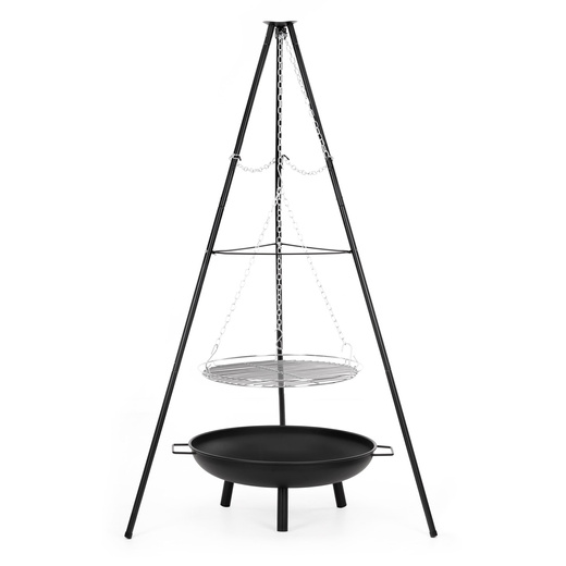Grill ogniskowy, wiszący na stojaku z regulacją wysokości, palenisko, ruszt 50 cm