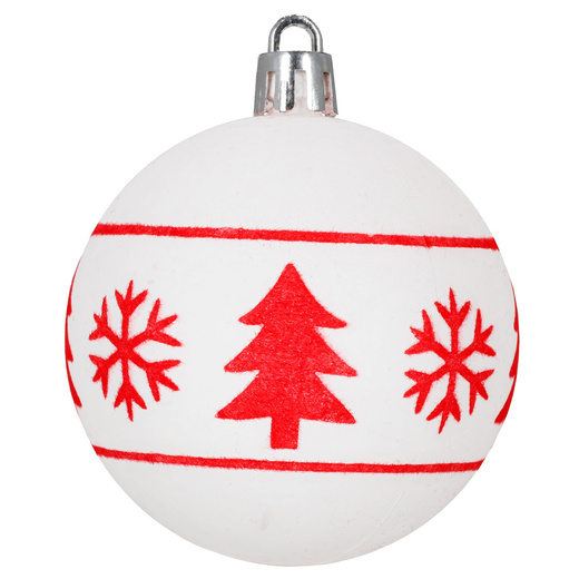 Bombki choinkowe 7 cm 12 szt. zestaw ozdoby świąteczne zdobione matowe, białe z wzorami