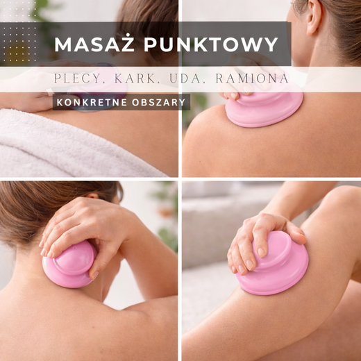 Bańki chiński, gumowe do masażu zestaw 4 szt. antycellulitowy, różowe